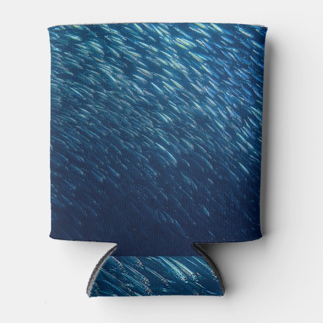 Underwater Sea Fish School Abstract Can Cooler (Front)