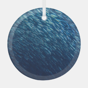 Underwater Sea Fish School Abstract Glass Ornament