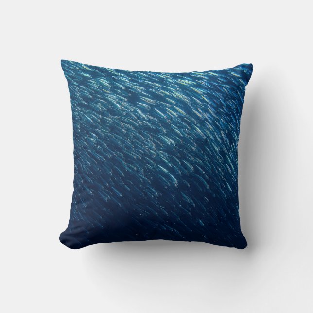 Underwater Sea Fish School Abstract Throw Pillow (Front)