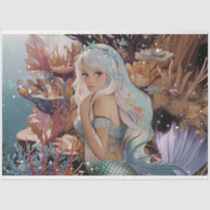 Underwater Sea Foam and Gold Watercolor Mermaid Tissue Paper