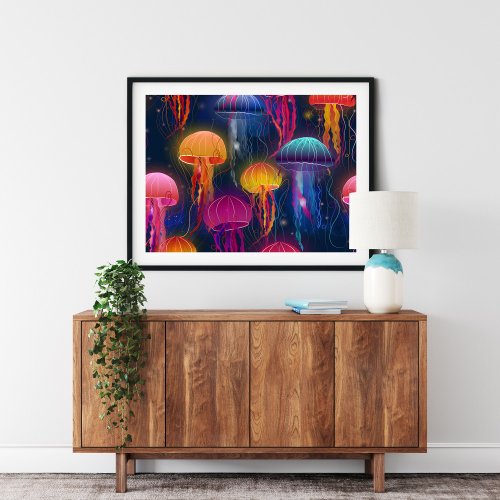 Underwater Sea Jelly Fish For Home  Canvas Print