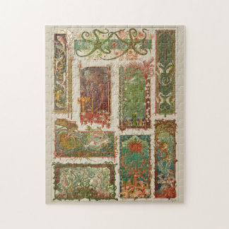 Underwater sea life, art nouveau seahorse starfish jigsaw puzzle