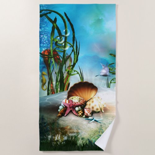 Underwater Sea Life Beach Towel