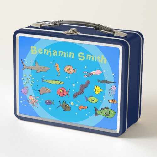 Underwater sea life funny cartoon design lunch box