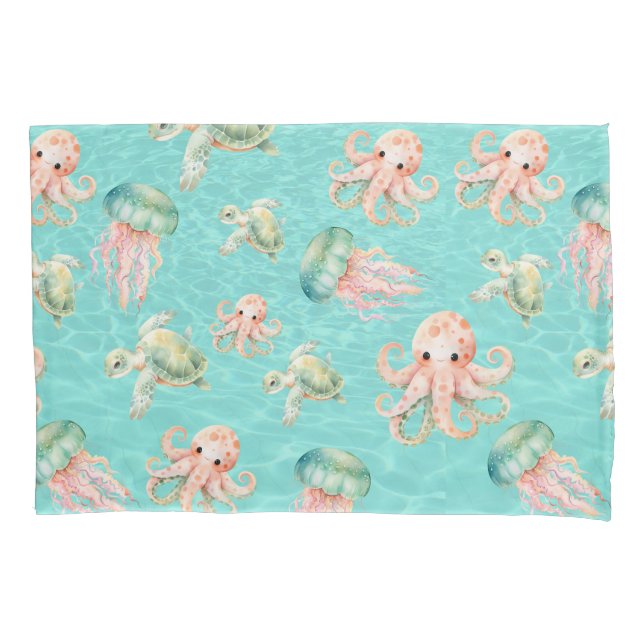 Underwater Sea Life  Pillow Case (Front)
