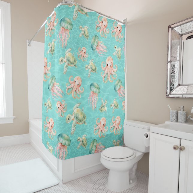 Underwater Sea Life  Shower Curtain (In Situ)
