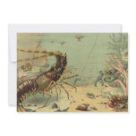 Underwater Sea Life Shrimp, Vintage Ocean Animals Invitation