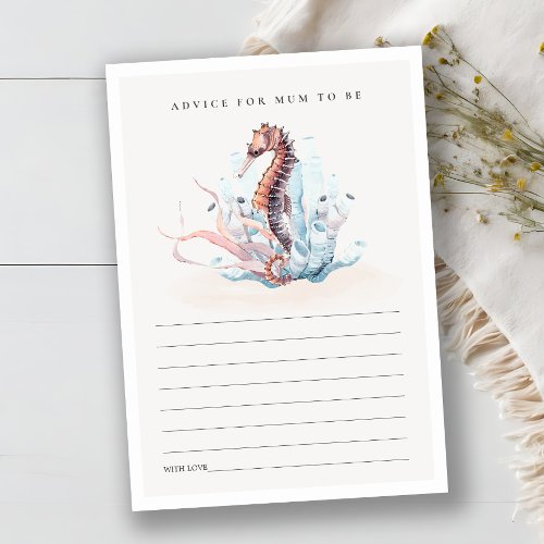 Underwater Seahorse Advice for Mum Baby Shower Enclosure Card