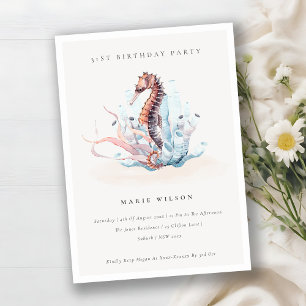Underwater Seahorse Coral Any Age Birthday Invite