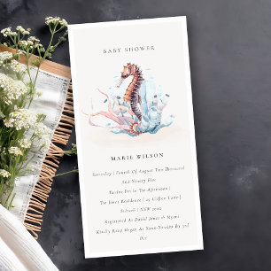 Underwater Seahorse Seaweed Baby Shower Invite