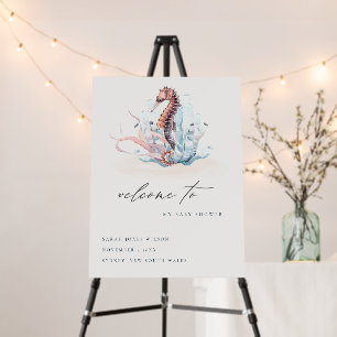 Underwater Seahorse Seaweed Baby Shower Welcome Foam Board