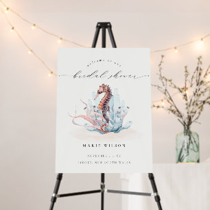 Underwater Seahorse Seaweed Bridal Shower Welcome Foam Board
