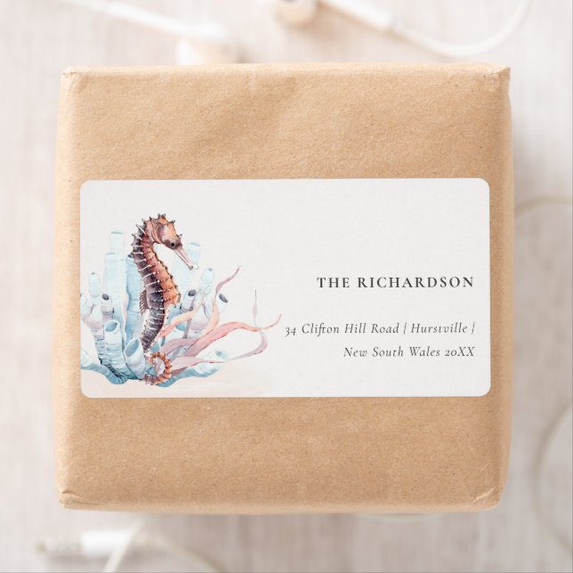 Underwater Seahorse Seaweed Coral  Address Label (Insitu)