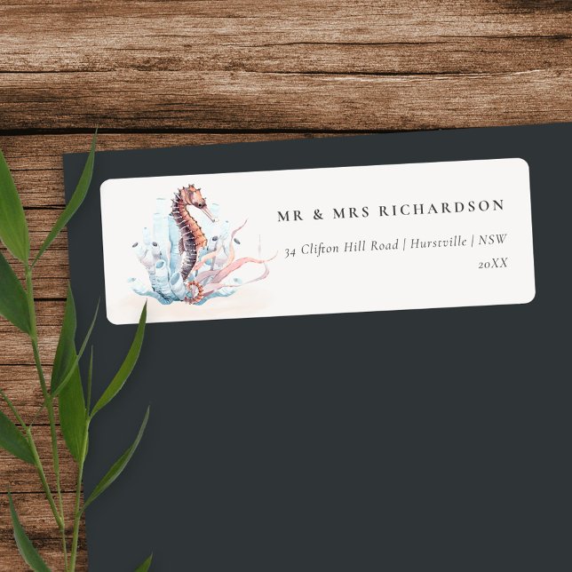 Underwater Seahorse Seaweed Coral Address Label (Creator Uploaded)