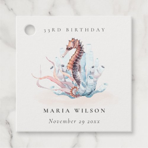Underwater Seahorse Seaweed Coral Any Age Birthday Favor Tags
