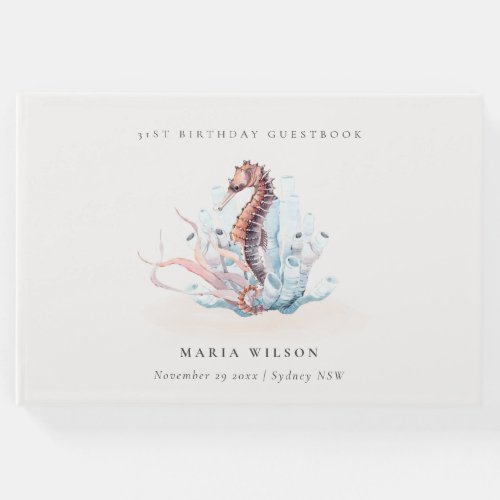 Underwater Seahorse Seaweed Coral Any Age Birthday Guest Book