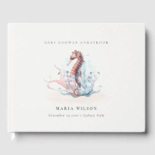 Underwater Seahorse Seaweed Coral Baby Shower Guest Book