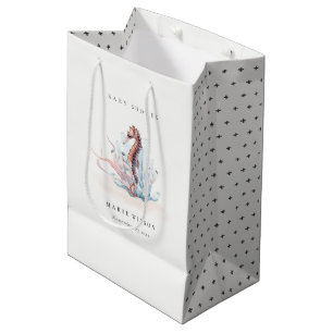 Underwater Seahorse Seaweed Coral Baby Shower Medium Gift Bag