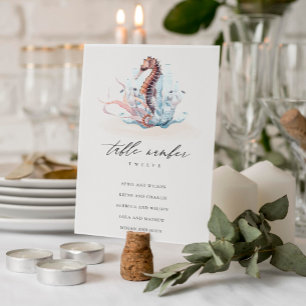 Underwater Seahorse Seaweed Coral Seating Chart Table Number