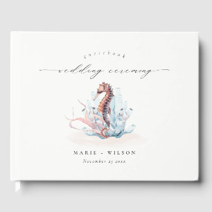 Underwater Seahorse Seaweed Coral Wedding Guest Book