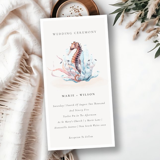 Underwater Seahorse Seaweed Coral Wedding Invite (Creator Uploaded)