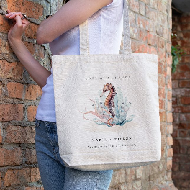Underwater Seahorse Seaweed Coral Wedding Tote Bag (Creator Uploaded)