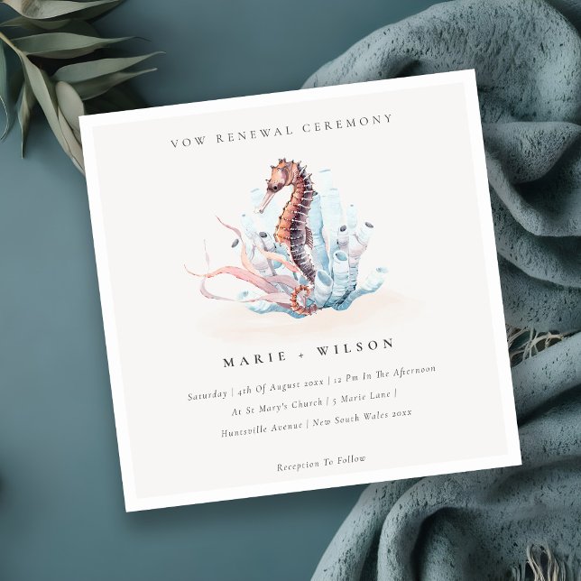 Underwater Seahorse Seaweed Vow Renewal Invite (Creator Uploaded)
