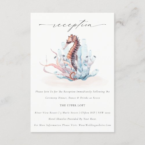Underwater Seahorse Seaweed Wedding Reception Enclosure Card
