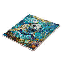 Underwater Seal Stained glass art