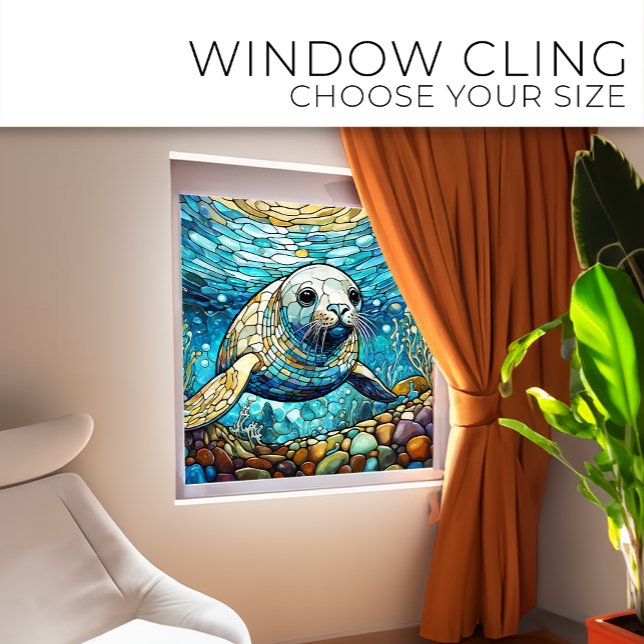 Underwater Seal Stained glass art Window Cling (Creator Uploaded)