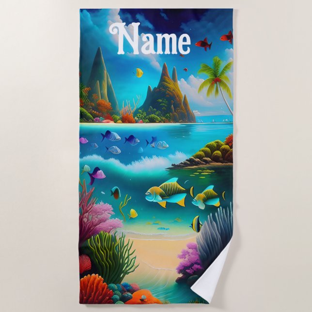 Underwater Sealife Ocean Fish Beach, Pool Towel (Front)