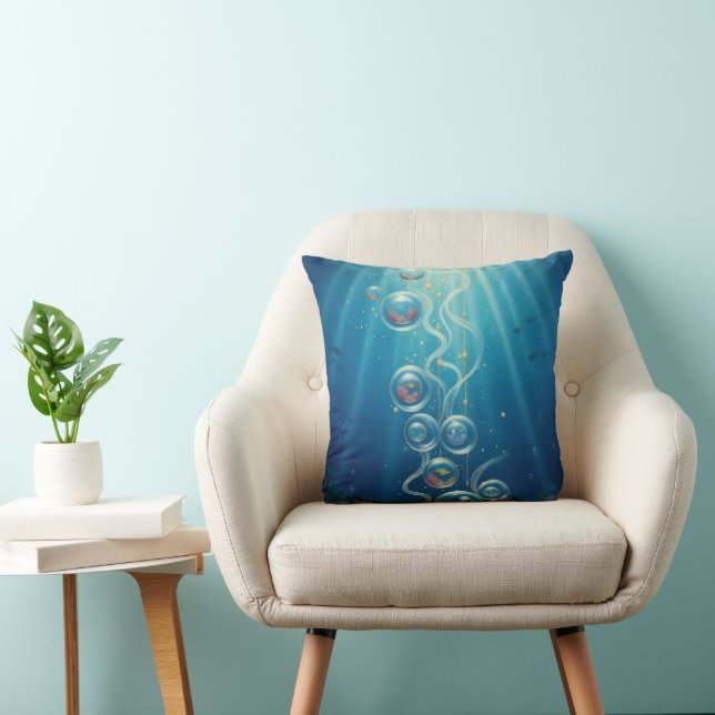 Underwater Seascape Throw Pillow Cover (Chair)