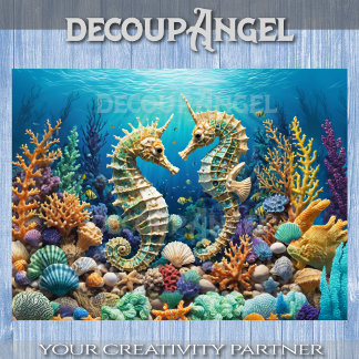 Underwater Seaunicorn Couple - Decoupage - Tissue Paper