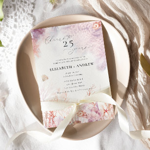 Underwater Seaweed Seashell Anniversary Invitation