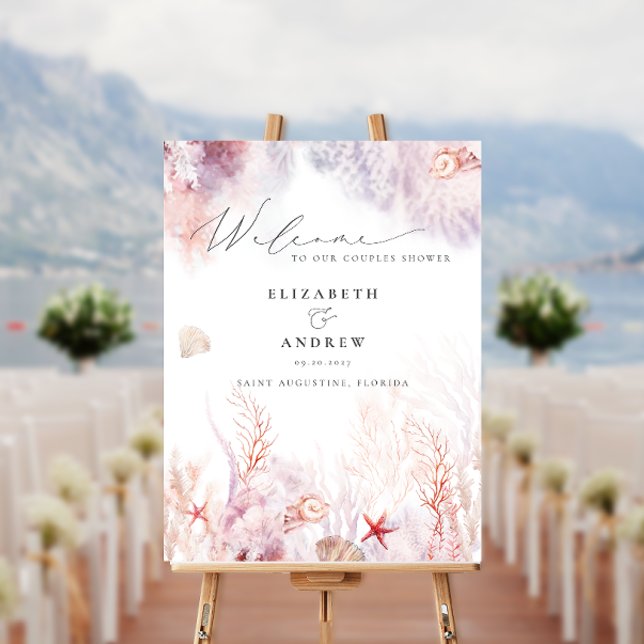 Underwater Seaweed Seashell Couples Shower Welcome Foam Board (Creator Uploaded)