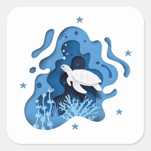 Underwater serenity ocean  square sticker