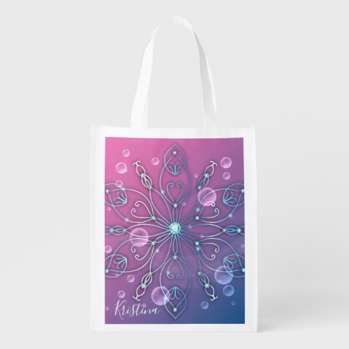 Underwater Shiny Elegant Luxurious Royal Mandala Grocery Bag