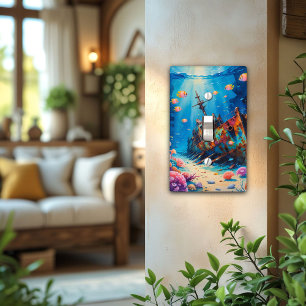 Underwater Shipwreck Watercolor - Ocean Coral Reef Light Switch Cover