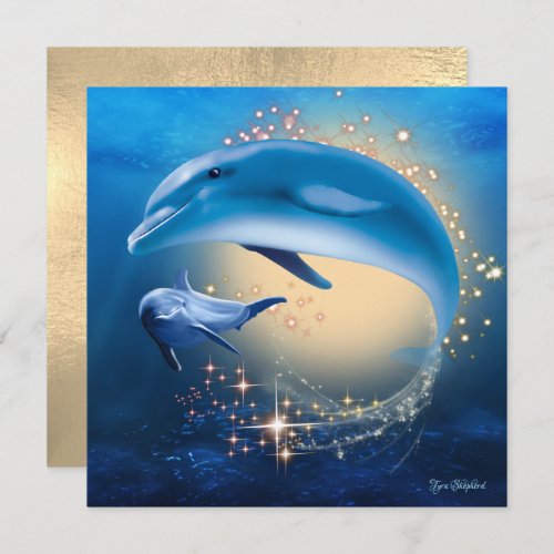 Underwater Sparkle Ocean Fantasy Dolphins Card