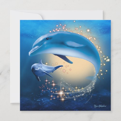 Underwater Sparkle Ocean Fantasy Dolphins Card