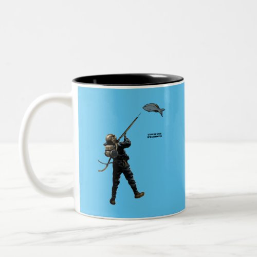 Underwater Spearfishing Diver with Diving Helmet Two_Tone Coffee Mug