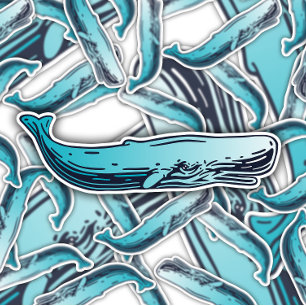 Underwater Sperm Whale Sticker Die-Cut Sticker