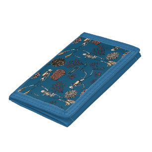 Underwater Sport Skeleton Scuba Diver & Coral Tri-fold Wallet