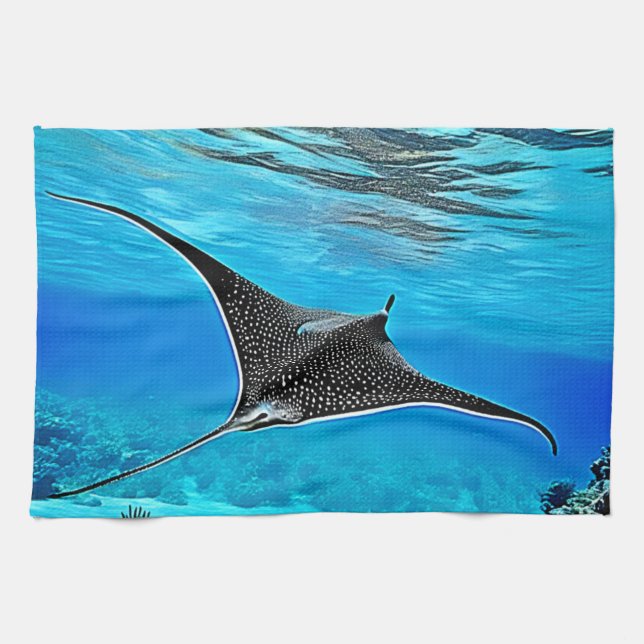 Underwater Spotted Ray Design Kitchen Towel (Horizontal)