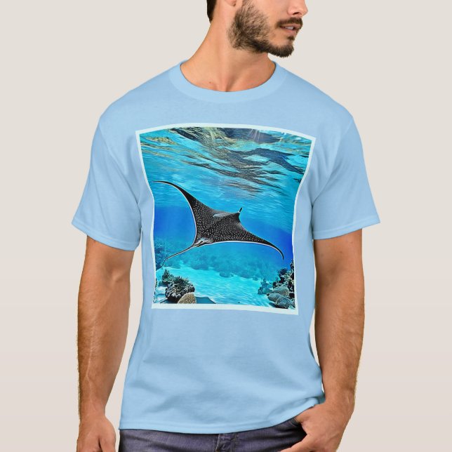 Underwater Spotted Ray Design T-Shirt (Front)