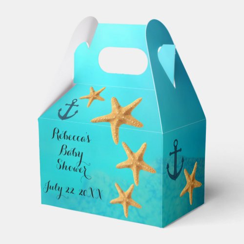 Underwater Starfish  Anchors Dated Baby Shower  Favor Boxes