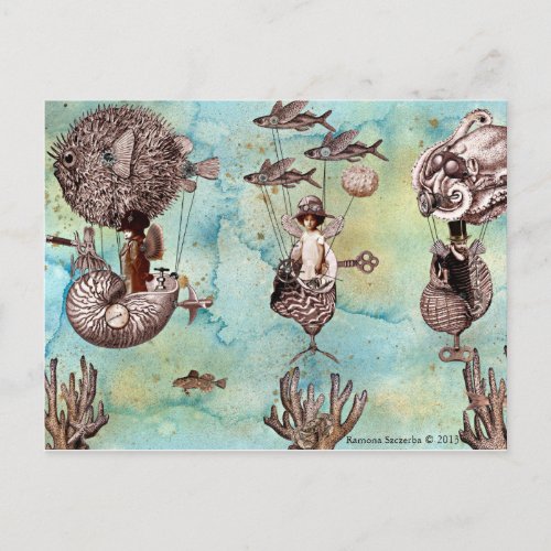 Underwater Steampunk Flotilla Postcard