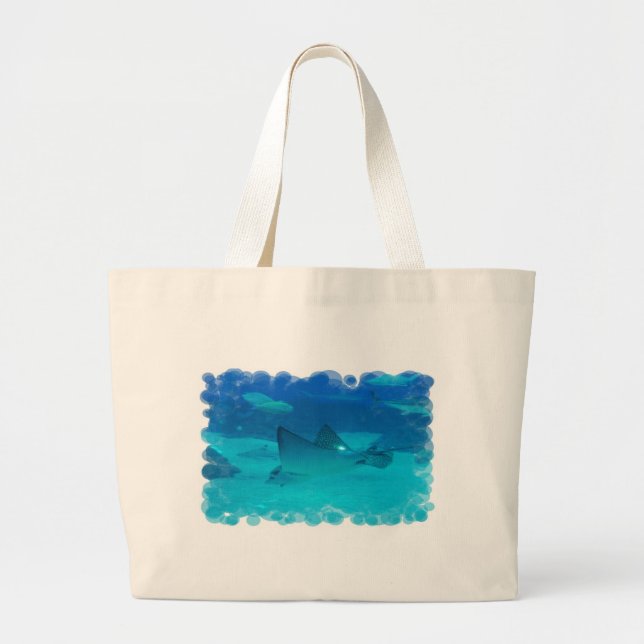 Underwater Stingray Large Tote Bag (Front)