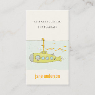 Underwater Submarine Monogram Kid Playdate Calling Business Card