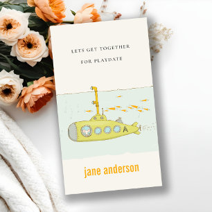 Underwater Submarine Monogram Kid Playdate Calling Business Card